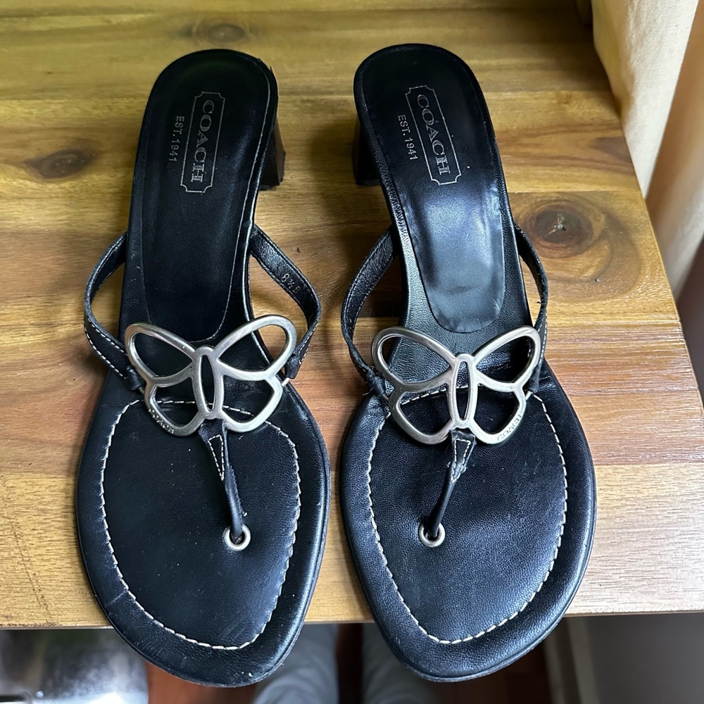 Coach Black Butterfly Sandals